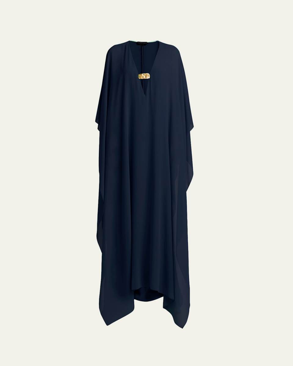 Flowy Caftan Gown with Neckline Detail